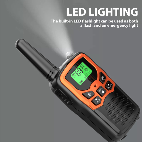 2x Two-Way Walkie-Talkie Radios W  LED Flashlight 10km long range