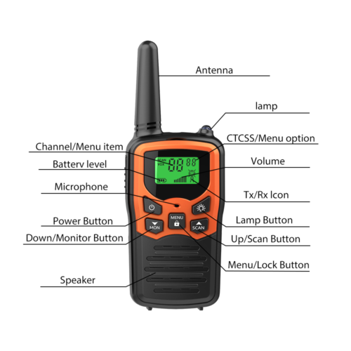 2x Two-Way Walkie-Talkie Radios W  LED Flashlight 10km long range